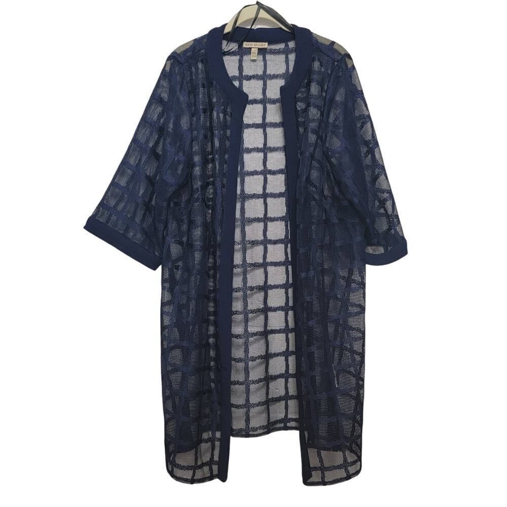 Maya Brooks Sheer Jacket Blue Size 14W Boho